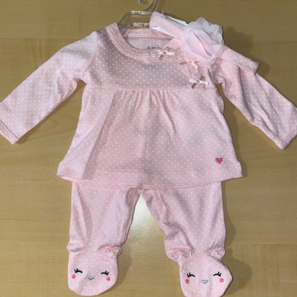 Carter's CHILD OF MINE  Newborn Pink  3pc set for Baby Girl NEW